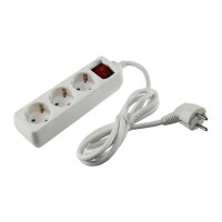Schutzkontakt-Steckdosenleiste 3-fach 3600W, 1,4mKabel, mit Schalter, weiß