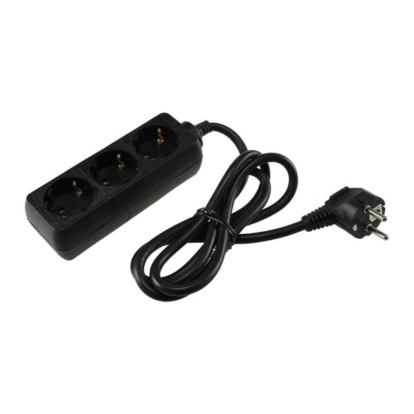 Schutzkontakt-Steckdosenleiste 3-fach 3600W, 1,4m Kabel, schwarz