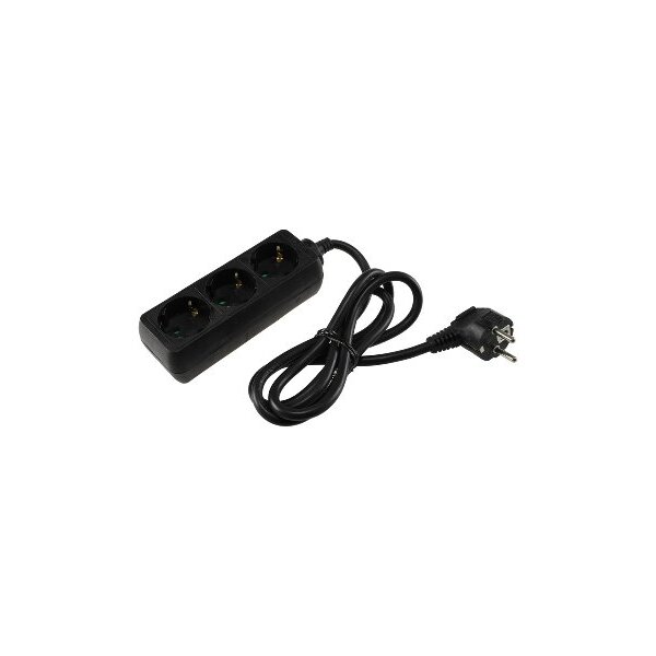 Schutzkontakt-Steckdosenleiste 3-fach 3600W, 1,4m Kabel, schwarz