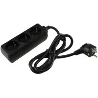 Schutzkontakt-Steckdosenleiste 3-fach 3600W, 1,4m Kabel, schwarz