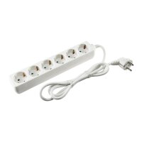 Schutzkontakt-Steckdosenleiste 6-fach 3500W, 1,4m Kabel, weiß