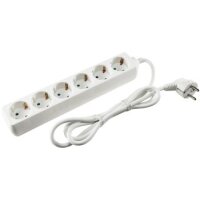 Schutzkontakt-Steckdosenleiste 6-fach 3500W, 1,4m Kabel, weiß