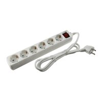 Schutzkontakt-Steckdosenleiste 6-fach 3600W, 1,4mKabel, mit Schalter, weiß
