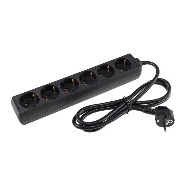 Schutzkontakt-Steckdosenleiste 6-fach 3600W, 1,4mKabel, schwarz