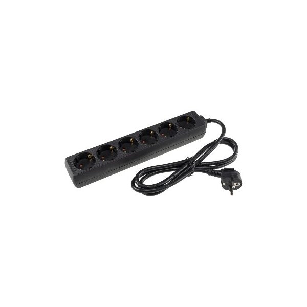 Schutzkontakt-Steckdosenleiste 6-fach 3600W, 1,4mKabel, schwarz