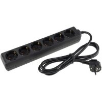 Schutzkontakt-Steckdosenleiste 6-fach 3600W, 1,4mKabel, schwarz