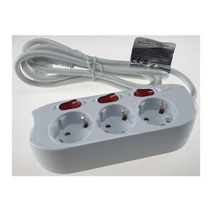 Steckdosenleiste mit Einzelschaltung 3-fach, weiß,...