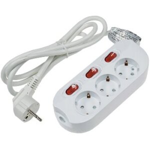 Steckdosenleiste mit Einzelschaltung 3-fach, weiß, 1,5m Kabel
