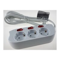 Steckdosenleiste mit Einzelschaltung 3-fach, weiß, 1,5m Kabel