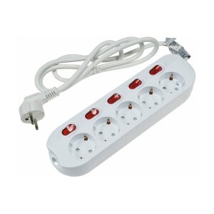 Steckdosenleiste mit Einzelschaltung 5-fach, weiß,...
