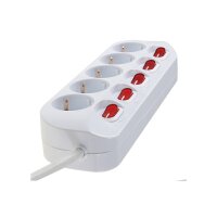 Steckdosenleiste mit Einzelschaltung 5-fach, weiß, 1,5m Kabel