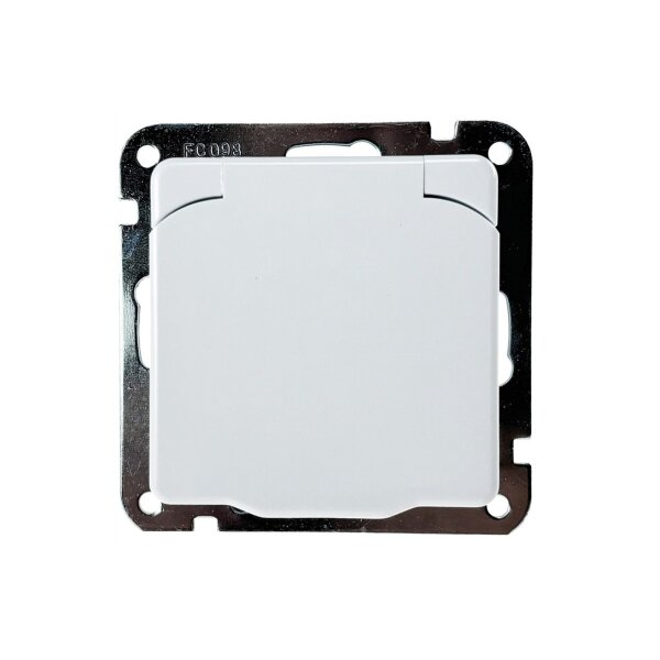 DELPHI Schutzkontakt-Steckdose IP40 250V~/ 16A, mit Deckel, UP, weiß
