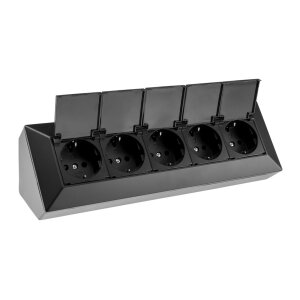 5-fach Steckdosenblock, schwarz 250V~/ 16A, Aufbaumontage...