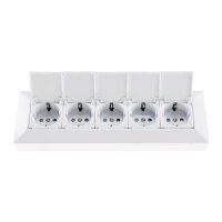 5-fach Steckdosenblock, weiß 250V~/ 16A, Aufbaumontage mit Klappen