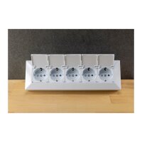 5-fach Steckdosenblock, weiß 250V~/ 16A, Aufbaumontage mit Klappen
