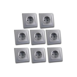 8er Set Schutzkontakt-Steckdosen, DELPHI silber,...