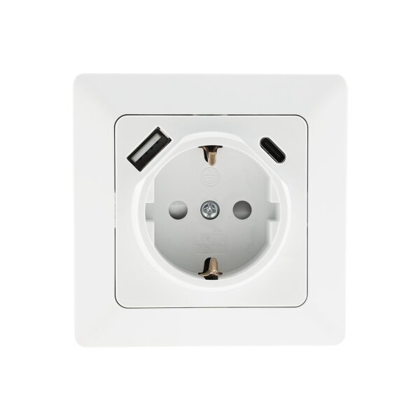 MILOS Schutzkontakt-Steckdose, matt weiß 230V~/ 16A, Unterputz, USB-C / PD