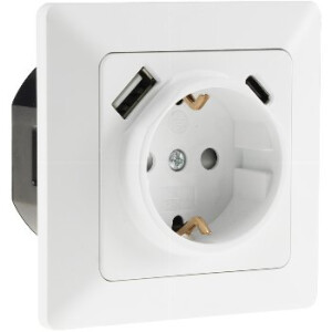 MILOS Schutzkontakt-Steckdose, matt weiß 230V~/ 16A, Unterputz, USB-C / PD