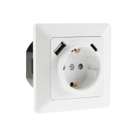 MILOS Schutzkontakt-Steckdose, matt weiß 230V~/ 16A, Unterputz, USB-C / PD