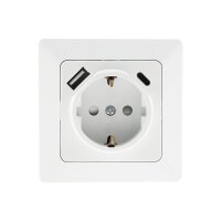 MILOS Schutzkontakt-Steckdose, matt weiß 230V~/ 16A, Unterputz, USB-C / PD