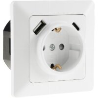 MILOS Schutzkontakt-Steckdose, matt weiß 230V~/ 16A, Unterputz, USB-C / PD