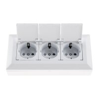 3-fach Steckdosenblock, weiß 250V~/ 16A, Aufbaumontage mit Klappen
