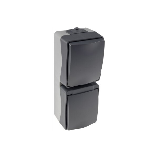 NUQUI Feuchtraum Schalter & Steckdose IP54, Aufputz, 250V~/ 10A/16A, Vertikal