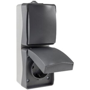 NUQUI Feuchtraum Schalter & Steckdose IP54, Aufputz, 250V~/ 10A/16A, Vertikal