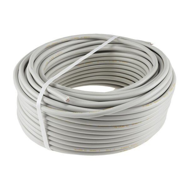 Stromleitung "NYM-J", 50m, isoliert 3G2,5, grau, Außen-Ø 8,2mm, Ring