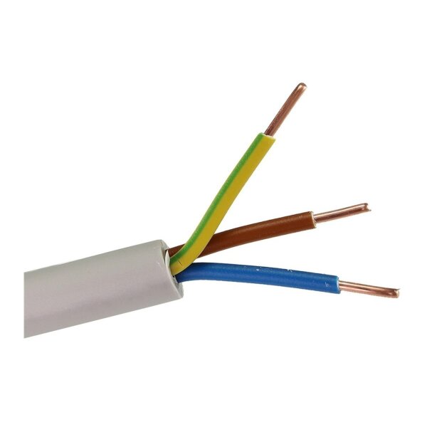 Stromleitung "NYM-J", 50m, isoliert 3G2,5, grau, Außen-Ø 8,2mm, Ring