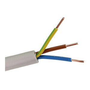 Stromleitung "NYM-J", 50m, isoliert 3G2,5, grau, Außen-Ø 8,2mm, Ring