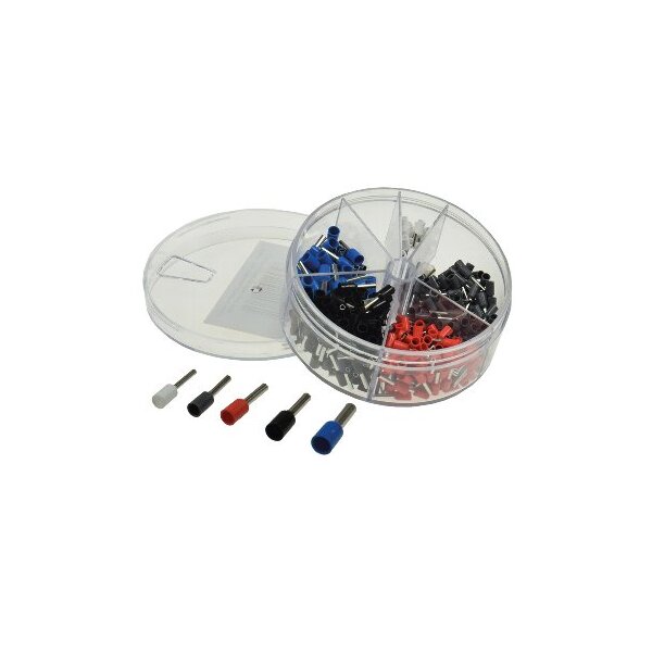 Aderendhülsen-Sortiment 0,5-2,5mm² isoliert, in Streudose, 400-teilig
