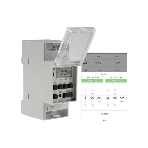 digitale Wochen-Zeitschaltuhr für Schalttafel-Einbau, 230V, mit Bluetooth
