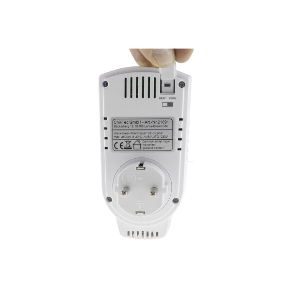 Steckdosen-Thermostat "ST-35 ana" max. 3500W, 5-30°C, AUS/AUTO, 230V