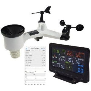 Digitale Funk-Wetterstation „CTW-902 Wi“ – WiFi, Wind & Regen, App-Anbindung, Farbdisplay