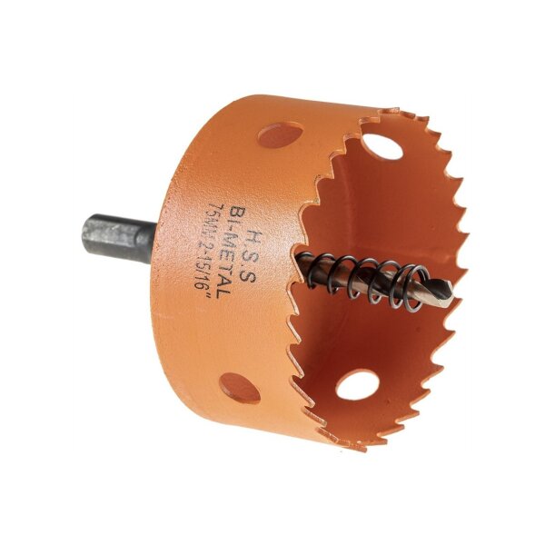 Lochsäge HSS Bi-Metall Ø75mm Sechskant Aufnahme, Schnitttiefe 38mm
