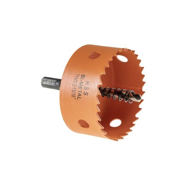 Lochsäge HSS Bi-Metall Ø75mm Sechskant Aufnahme, Schnitttiefe 38mm