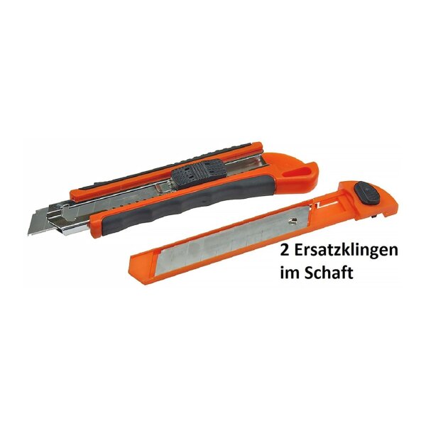 Abbrechmesser mit 18mm-Klinge Ergo-Griff mit Metallschaft + 2 Klingen