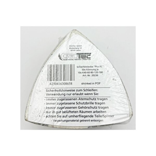 Schleifdreiecke "Pro-XL", 50x Körnung je 10x K40-60-80-120-180