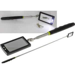 Teleskop Spiegel mit LED Beleuchtung Gesamtlänge 28-88cm, Spiegel 65x40mm