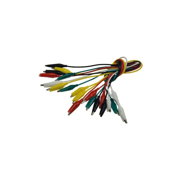 Prüfkabel-Set mit Kroko-Klemmen je 45cm, verschiedene Farben, 10-teilig