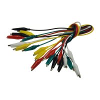Prüfkabel-Set mit Kroko-Klemmen je 45cm, verschiedene Farben, 10-teilig