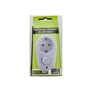 Steckdosen-Dimmer 20–280W für Glühlampen & Halogen – Plug-in, stufenlos regelbar