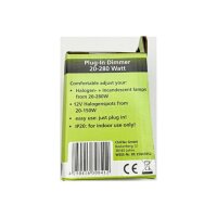 Steckdosen-Dimmer 20–280W für Glühlampen & Halogen – Plug-in, stufenlos regelbar