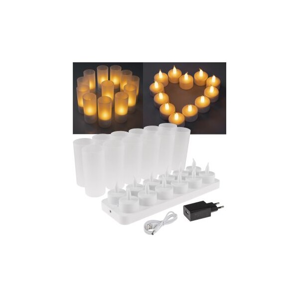 LED Teelichter 12er Set flackernd mit Batterie – warmweiß