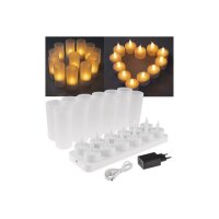 LED Teelichter 12er Set flackernd mit Batterie – warmweiß
