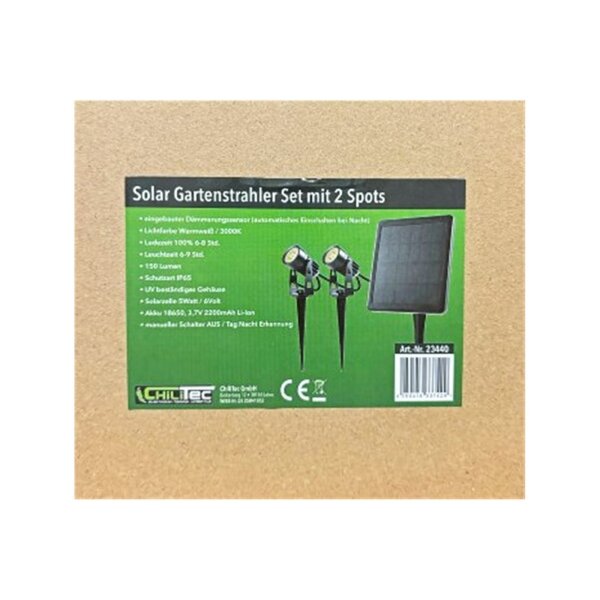 Gartenstrahler Set Solar mit 2 Spots