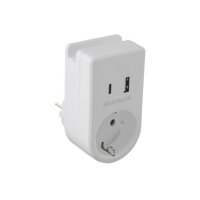Zwischenstecker mit USB-A & USB-C Ladegerät – 230V Steckdose mit USB-Duo & Smartphone-Halterung