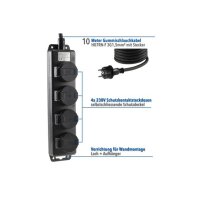 Gartensteckdosenleiste 4-fach IP44, 10?m H07RN-F 3G1,5mm²