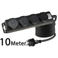 Gartensteckdosenleiste 4-fach IP44, 10?m H07RN-F 3G1,5mm²